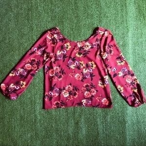 Eight Sixty Floral Burgundy Blouse